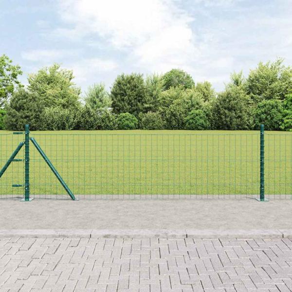 ARDEBO.de - Euro Zaun mit 13 Flanschpfosten 0.4x25 m Verzinkter Stahl
