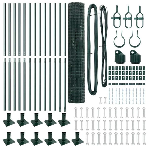 Euro Zaun mit 13 Flanschpfosten 1,2x25 m verzinkter Stahl