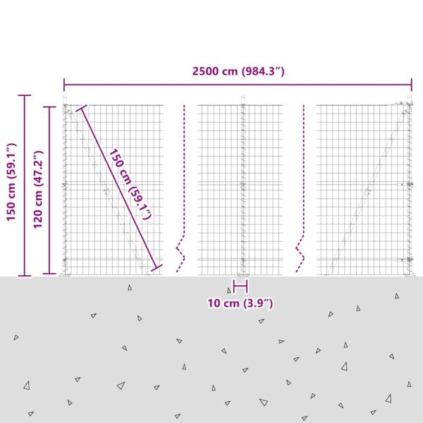 Euro Zaun mit 13 Flanschpfosten 1,2x25 m verzinkter Stahl