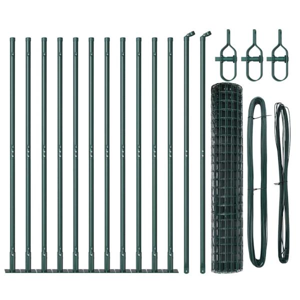 Eurozaun mit 13 Flanschpfosten 1,2x25 m verzinkter Stahl
