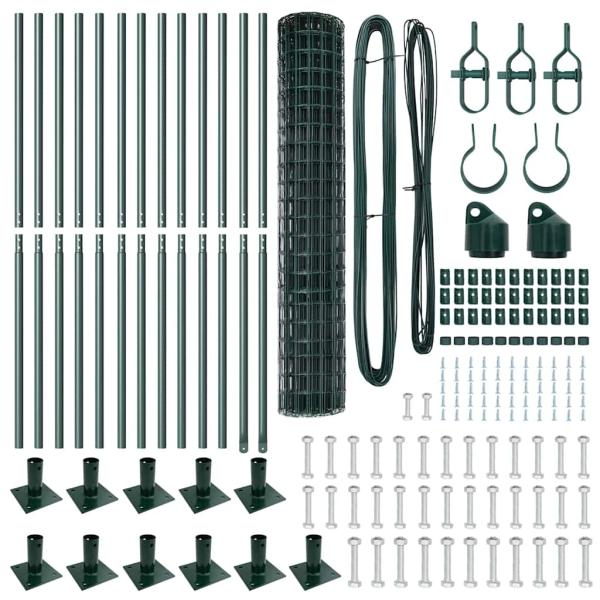 Euro-Zaun mit 13 Flanschpfosten 1,2x25 m feuerverzinkter Stahl