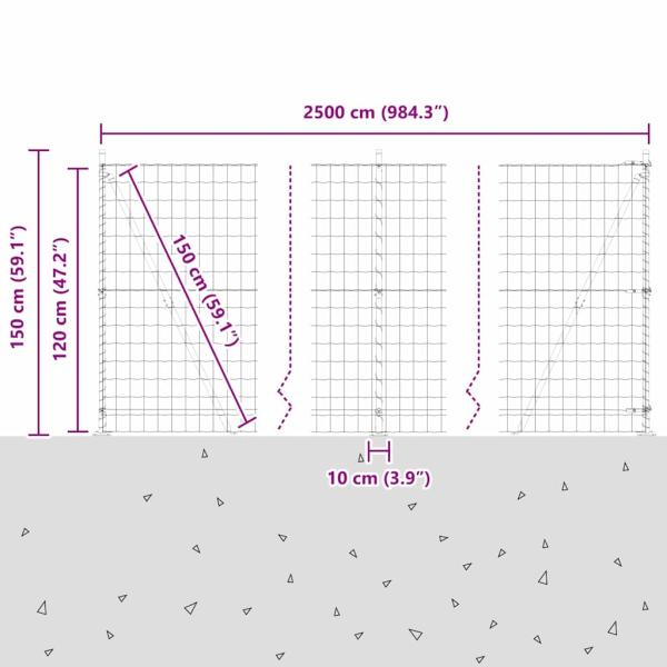 Euro-Zaun mit 13 Flanschpfosten 1,2x25 m feuerverzinkter Stahl