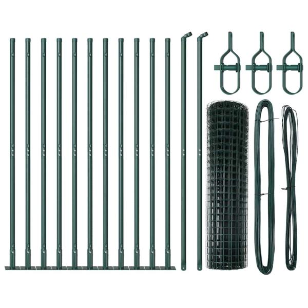 Eurozaun Set mit 2 Grün Pulverbeschichteter Stahl 25 x 0,8 m