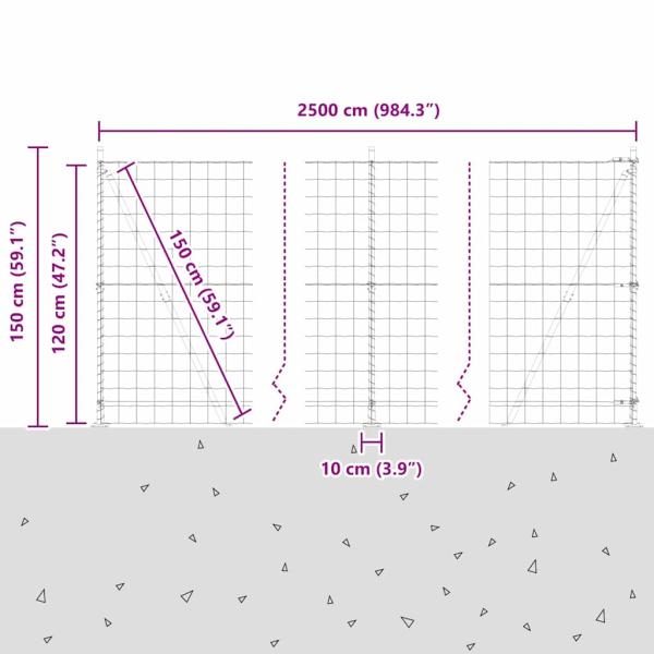 Euro-Zaun mit Betonsockel 25 x 1,2 m PVC-beschichteter Stahl