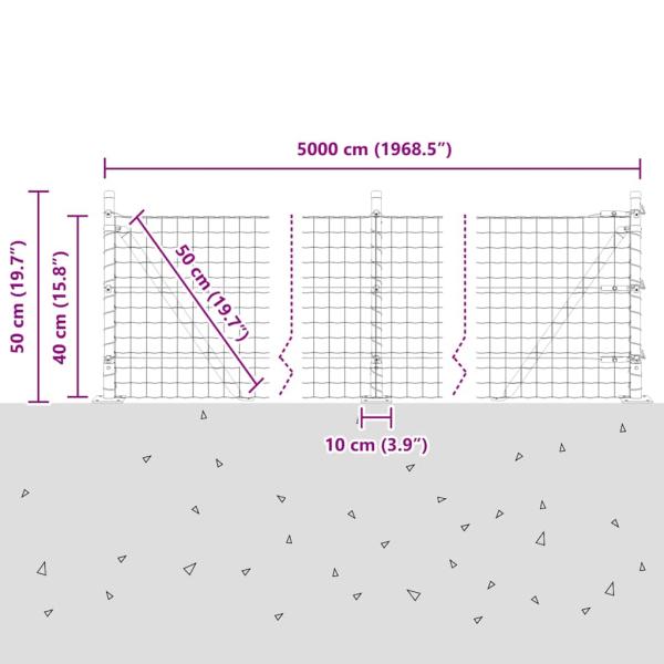 Eurozaun mit Betonfundament 50 x 0,4 m PVC-beschichteter Stahl