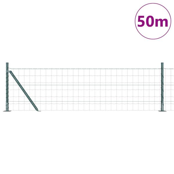 Euro-Zaun mit 13 Flanschpfosten 0.4x50 m verzinkter Stahl