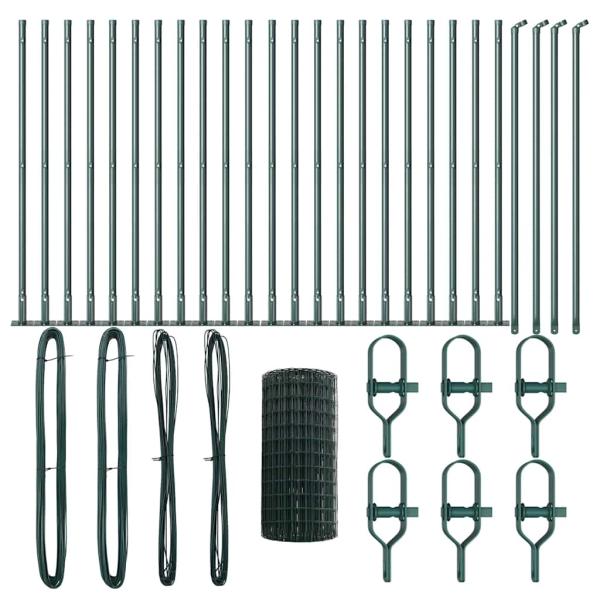 Eurozaun mit 13 Flanschpfosten 0,4x50 m verzinkter Stahl