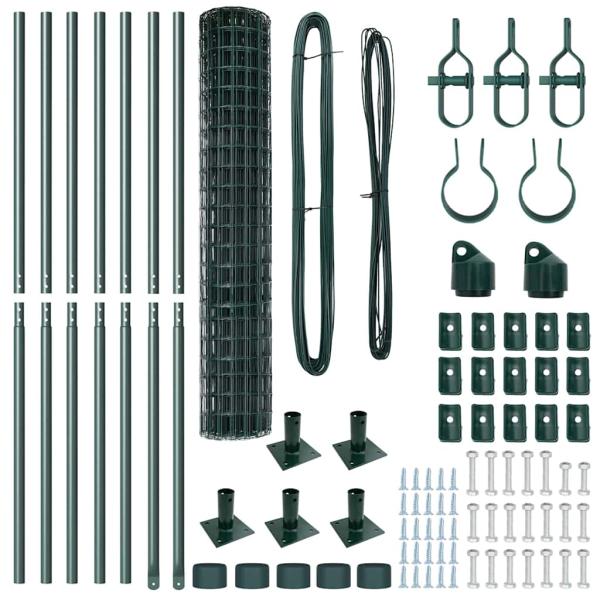 Euro Zaun Set mit 2 Grün Metall 10 x 1,5 Meter Langlebig