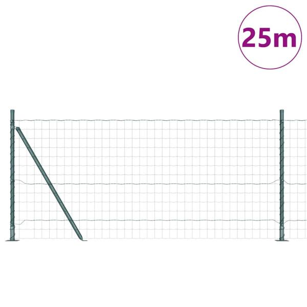Euro Zaun Set von 2 Grün Pulverbeschichteter Stahl 25 x 1,0 m