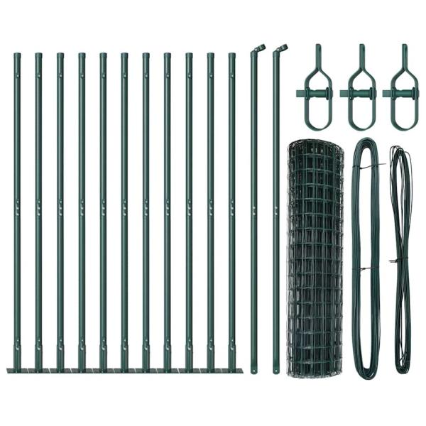 Euro Zaun Set von 2 Grün Pulverbeschichteter Stahl 25 x 1,0 m