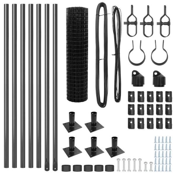 Euro Zaun mit 7 Flanschpfosten 0.6x10 m verzinkter Stahl