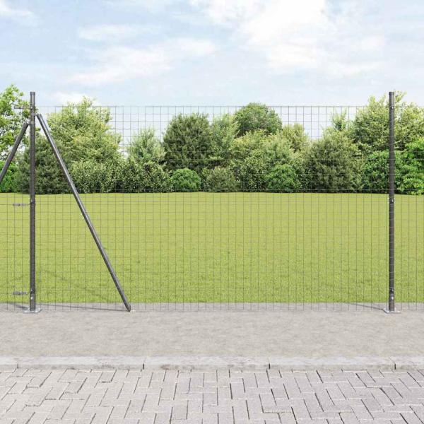 ARDEBO.de - Euro Zaun mit 7 Flanschpfosten 1,5x10 m verzinkter Stahl