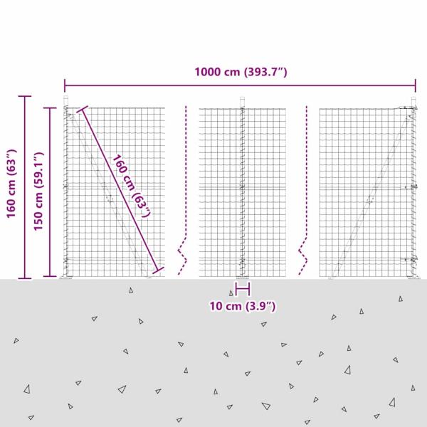 Euro-Zaun mit Betonsockel 10 x 1,5 m PVC-beschichteter Stahl