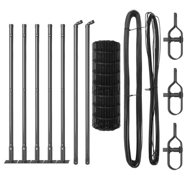 ARDEBO.de - Euro Zaun mit 7 Flanschpfosten 0,4x10 m Verzinkter Stahl