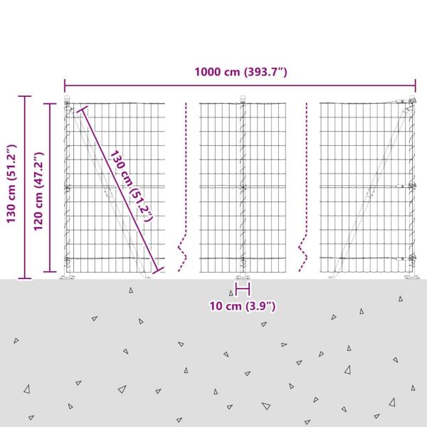 Euro-Zaun mit Betonsockel 10 x 1,2 m PVC-beschichteter Stahl