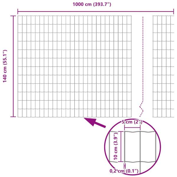 Euro Zaun mit 7 flanschmontierten Pfosten 1.4x10 m verzinkter Stahl
