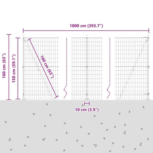 Euro Zaun mit 7 Flanschpfosten 1,5x10 m verzinkter Stahl