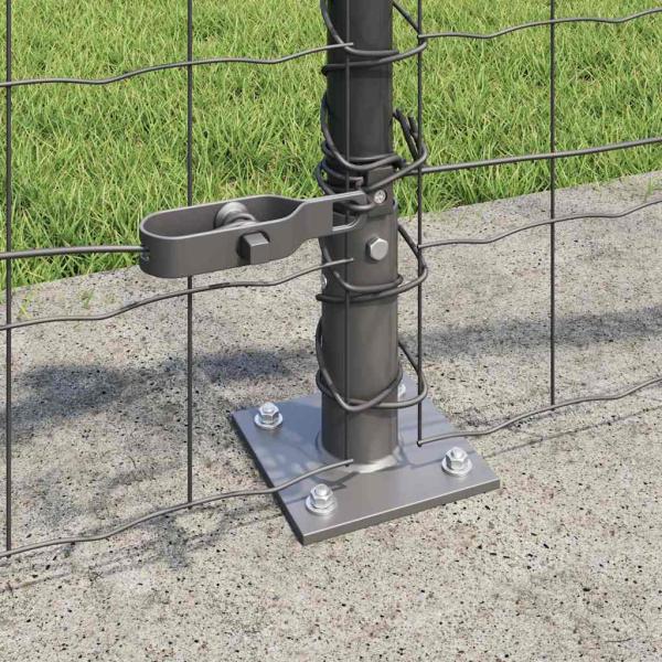 Euro Zaun mit 7 Flanschpfosten 0.6x10 m verzinkter Stahl