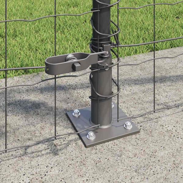 Euro Zaun mit 7 Flanschpfosten 1x10 m verzinkter Stahl