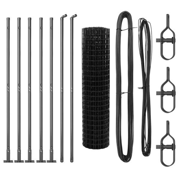 Euro Zaun Set von 2 Grau Metall 10 m lang Langlebig Euro Zaun