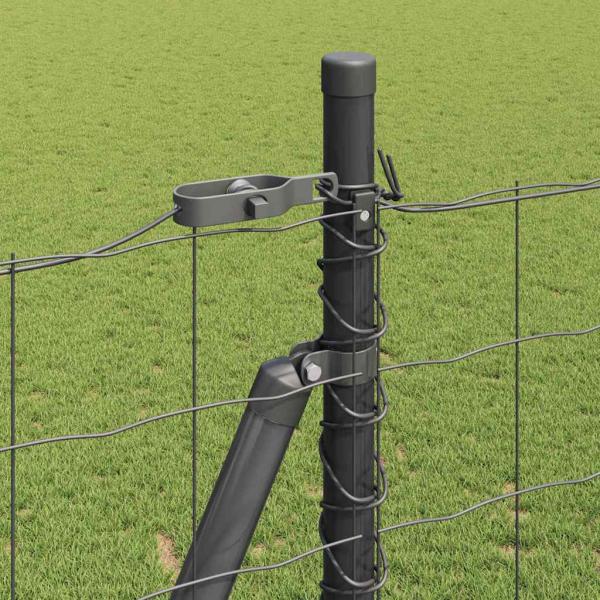 Euro Zaun mit 7 Flanschpfosten 1,6x10 m Verzinkter Stahl