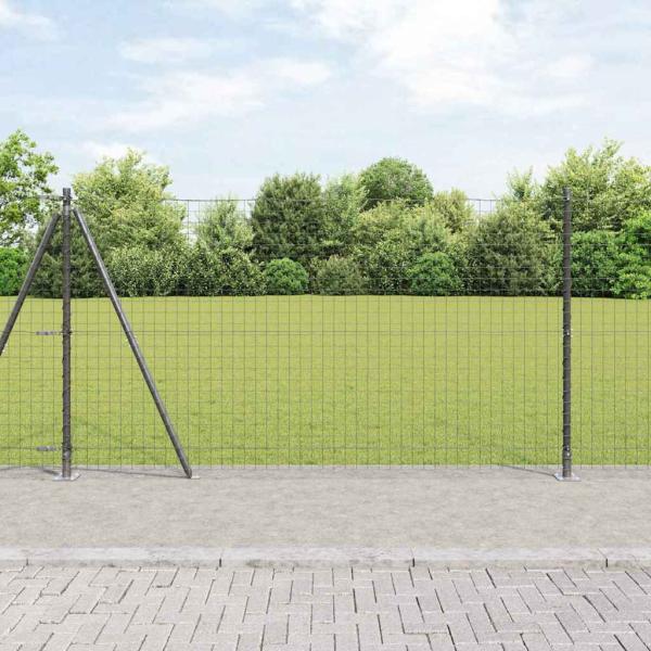 ARDEBO.de - Eurozaun mit 13 Flanschpfosten 1,2x25 m verzinkter Stahl