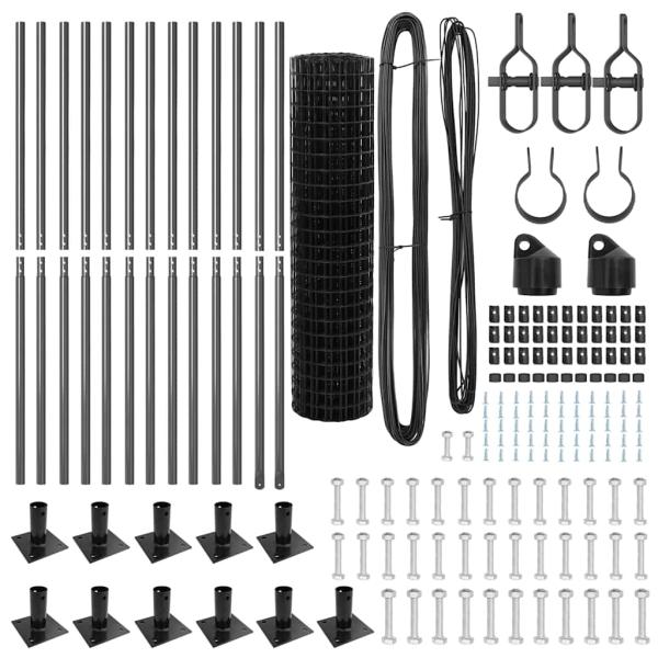 Eurozaun mit 13 Flanschpfosten 1,2x25 m verzinkter Stahl