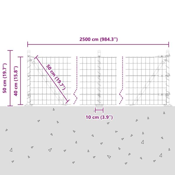 Euro Zaun mit 13 Flanschkörpern 0,4x25 m verzinkter Stahl