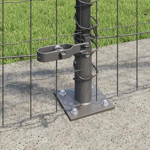 Euro Zaun mit 13 Flanschpfosten 0.8x25 m verzinkter Stahl