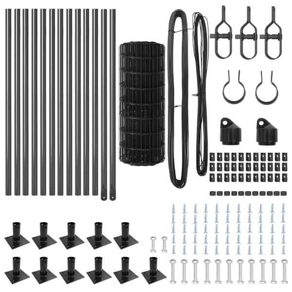 Euro Zaun mit 13 Flanschpfosten 0.6x25 m verzinkter Stahl