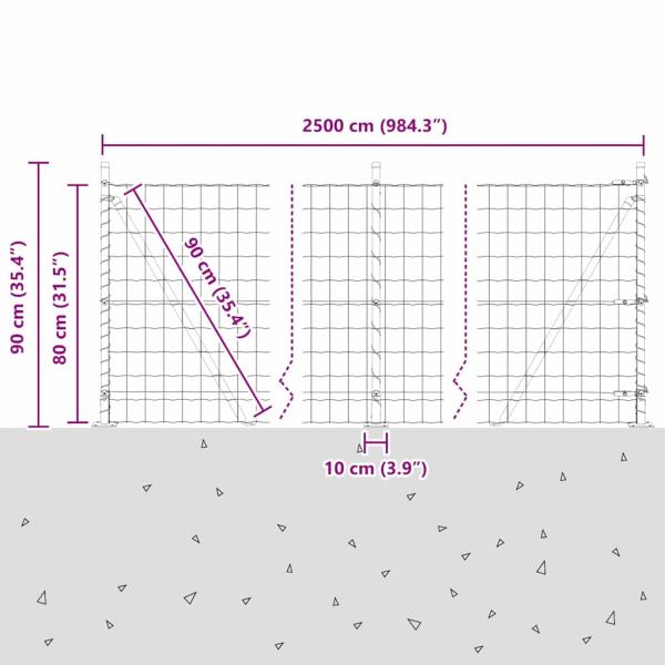Euro Zaun mit 13 Flanschen 0,8x25 m verzinkter Stahl