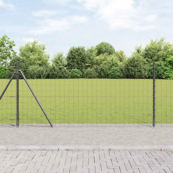 ARDEBO.de - Euro Zaun mit 13 Flanschpfosten 1x25 m Galvanisierter Stahl