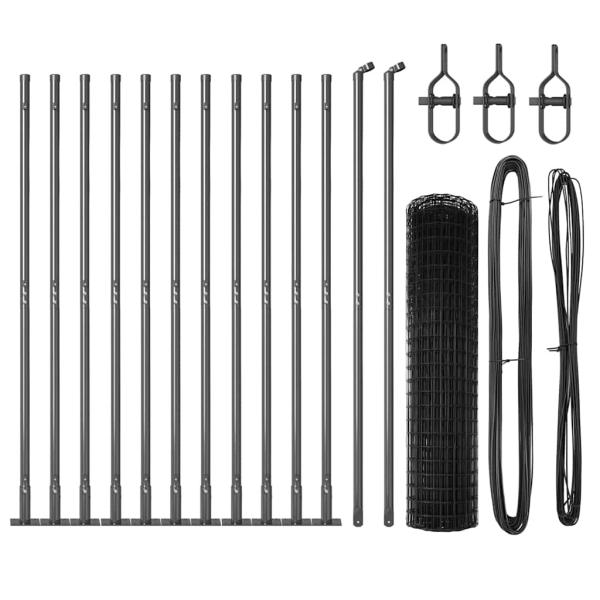Euro Zaun mit 13 Flanschpfosten 1x25 m Galvanisierter Stahl