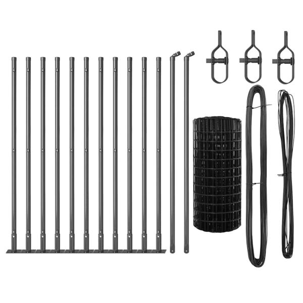 Euro-Zaun mit 13 Flanschpfosten 0,6 x 25 m galvanisierter Stahl