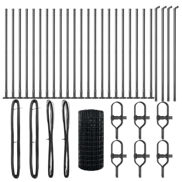 Euro Zaun mit 13 Flanschpfosten 0,4x50 m verzinkter Stahl