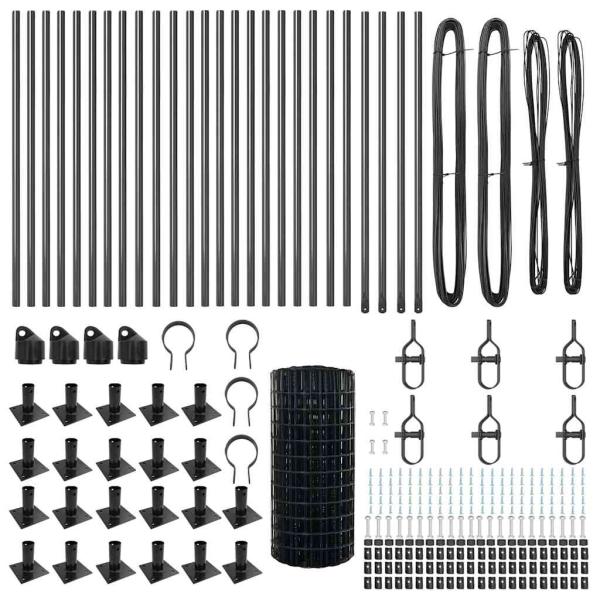 Euro Zaun mit 13 Flanschpfosten 0,4x50 m verzinkter Stahl