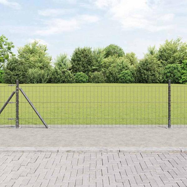 ARDEBO.de - Euro Zaun mit 13 Flanschpfosten 0.4x50 m Verzinkter Stahl