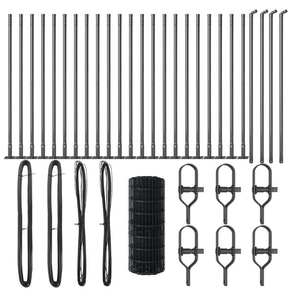 Euro Zaun mit 13 Flanschpfosten 0,4x50 m verzinkter Stahl