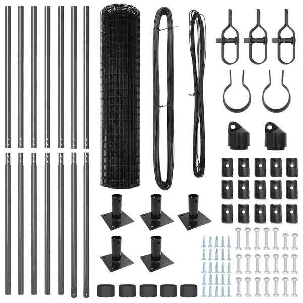 Euro Zaun mit 7 Flanschpfosten 1,2x10 m aus galvanisiertem Stahl