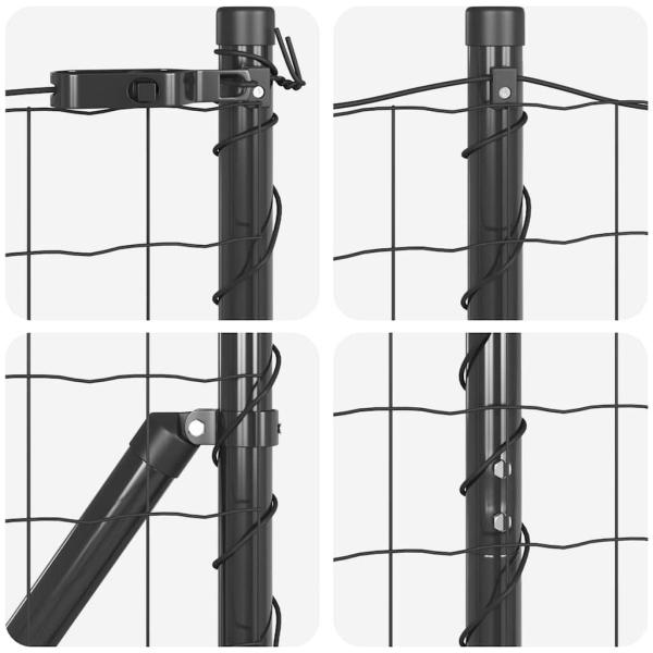 Euro Zaun mit 7 Flanschpfosten 1.4x10 m verzinkter Stahl