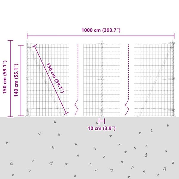 Euro Zaun mit 7 Flanschpfosten 1.4x10 m verzinkter Stahl