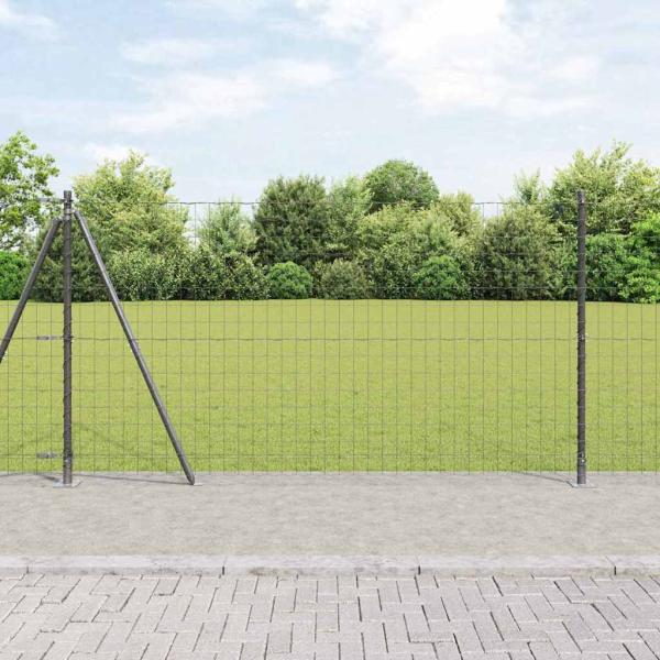 ARDEBO.de - Euro-Zaun Set aus 2 Grau Stahl 25 x 1,2 m Langlebig Eurozaun