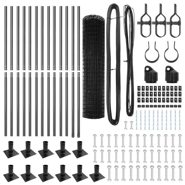 Euro-Zaun Set aus 2 Grau Stahl 25 x 1,2 m Langlebig Eurozaun