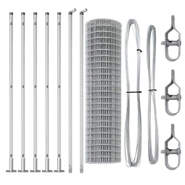 Eurozaun mit 7 Flanschpfosten 1,2x10 m feuerverzinkter Stahl