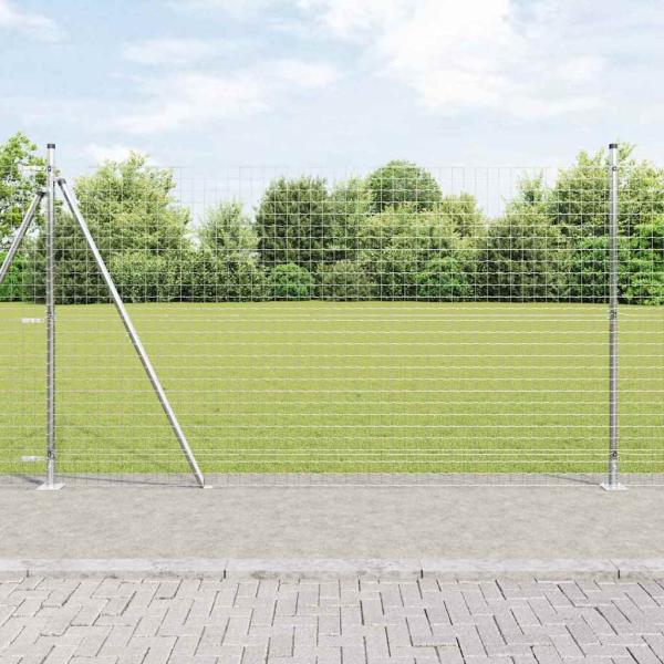 ARDEBO.de - Euro-Zaun mit 7 Flanschen 1,4x10 m Verzinkter Stahl