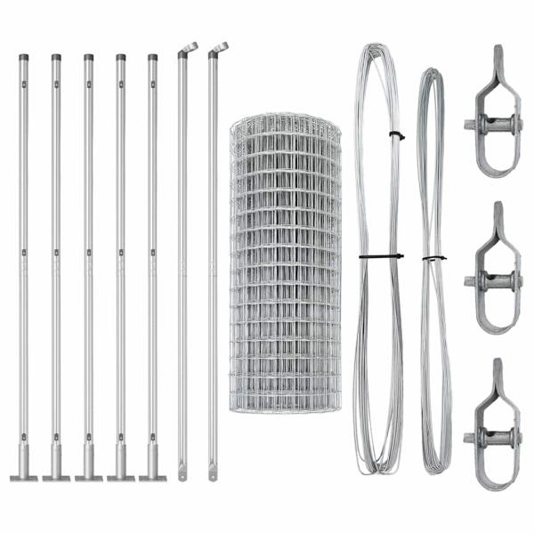 Euro-Zaun mit 7 Flanschen 1,4x10 m Verzinkter Stahl