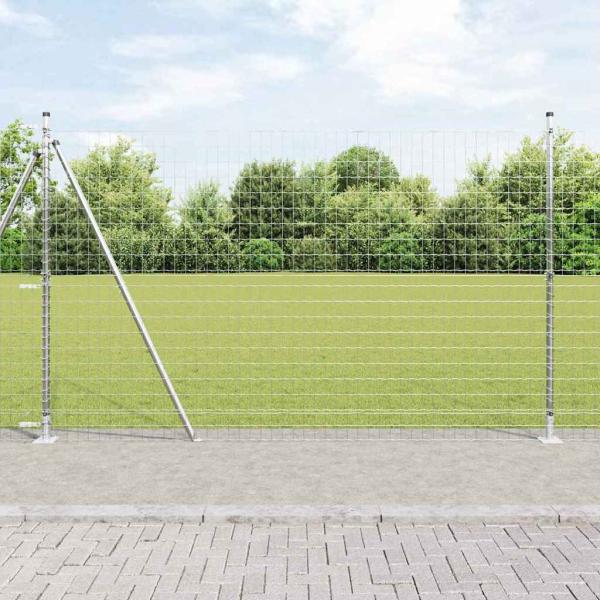ARDEBO.de - Euro Zaun mit 7 Flanschpfosten 1,4x10 m verzinkter Stahl