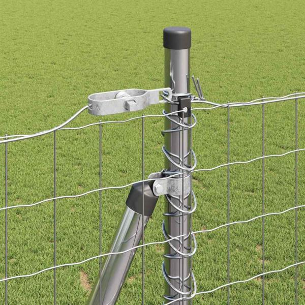 Euro Zaun mit 7 Flanschpfosten 1,5x10 m Verzinkter Stahl