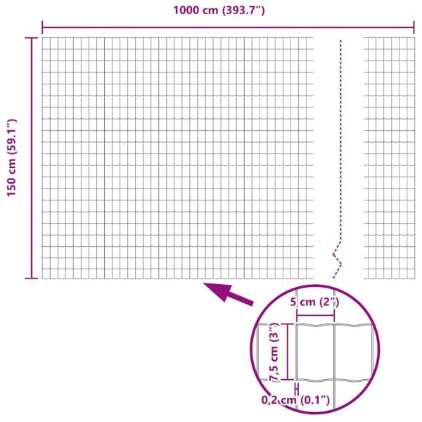 Euro Zaun mit 7 Flanschpfosten 1,5x10 m Verzinkter Stahl