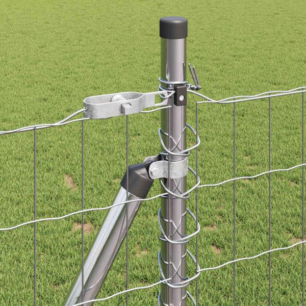 Euro-Zaun mit Betonsockel 10 x 1 m Verzinkter Stahl Silber Netz